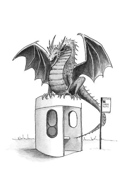 Dragon above a bus stop